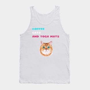 Coffee cats and yoga mats funny yoga and cat drawing Tank Top